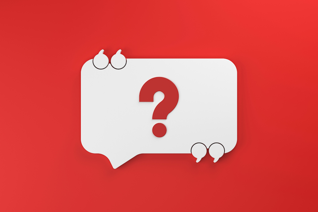 Red background with white quotes and speech bubble and question mark, representing FAQs about generator services.