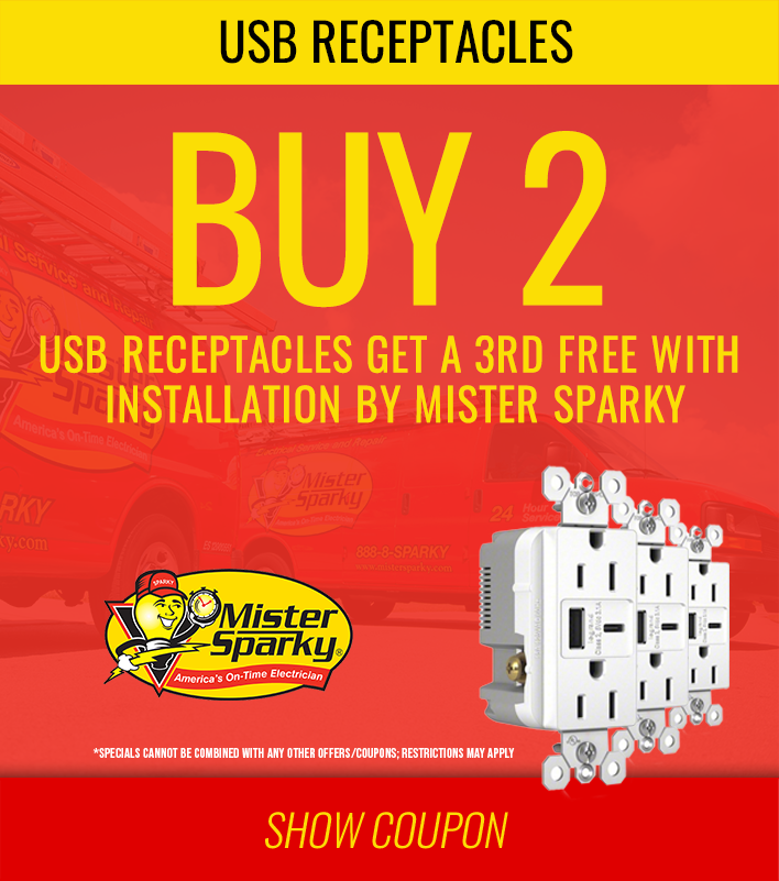 Buy 2 USB Receptacles & Get a 3rd Free with Installation by Mister Sparky