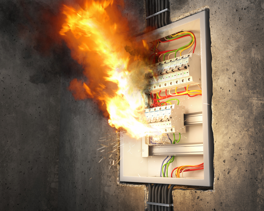 Electrical panel on fire after short circuit. | Electrical Panel Upgrades